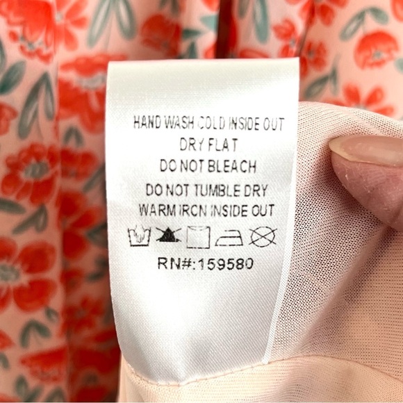 Pink Lily Peach Floral Babydoll Maxi Dress with Smocked Back Size Small - Picture 10 of 12